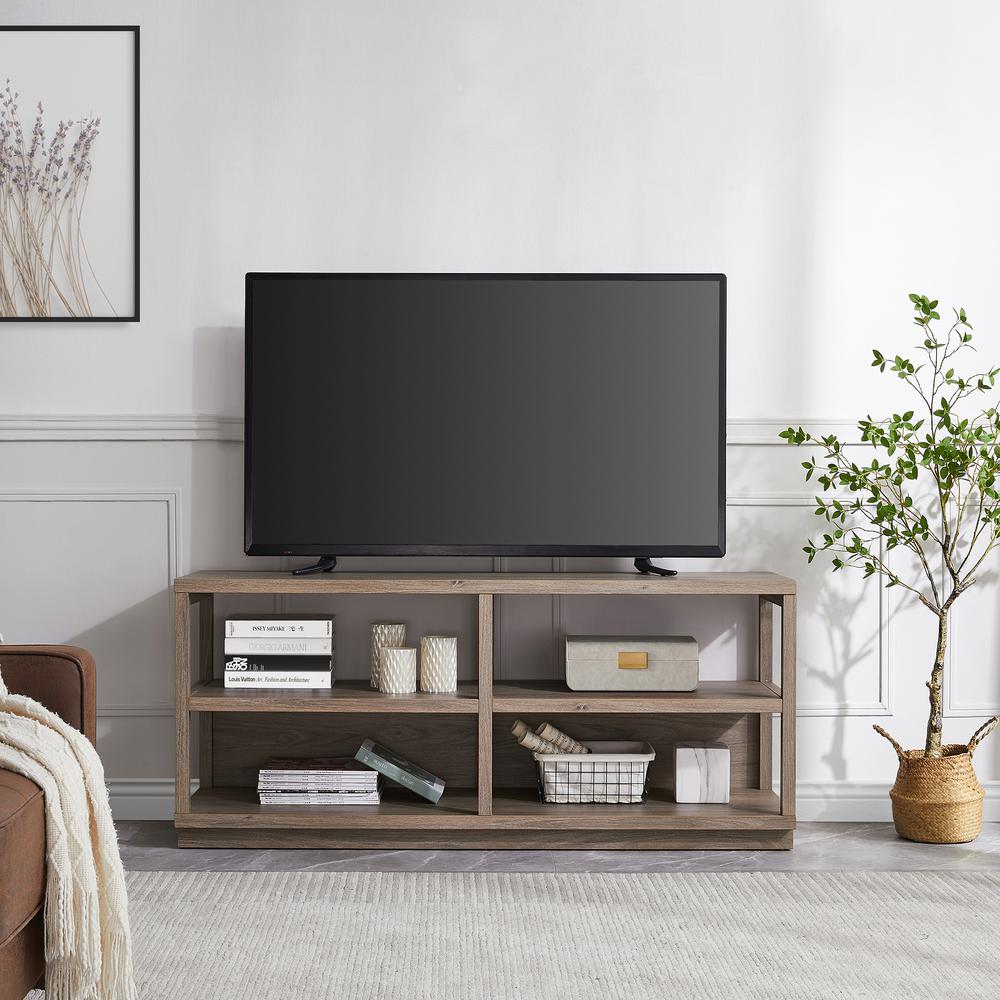 Thalia Rectangular TV Stand for TV's up to 60" in Antiqued Gray Oak. Picture 4