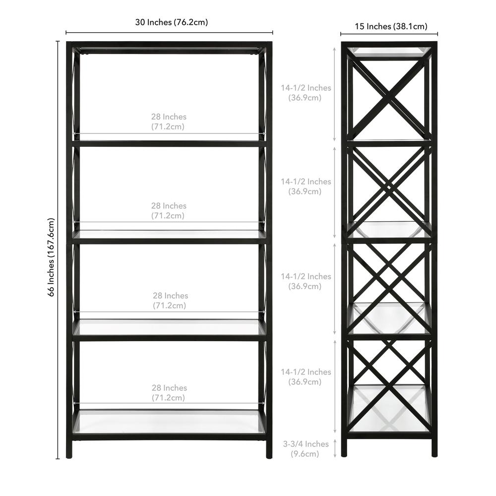 Celine 30'' Wide Rectangular Bookcase in Blackened Bronze. Picture 5