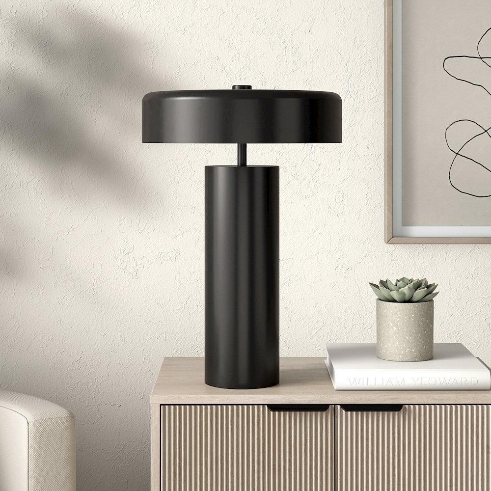 Nash 24" Tall Table Lamp with Metal Shade in Blackened Bronze/Blackened Bronze. Picture 4