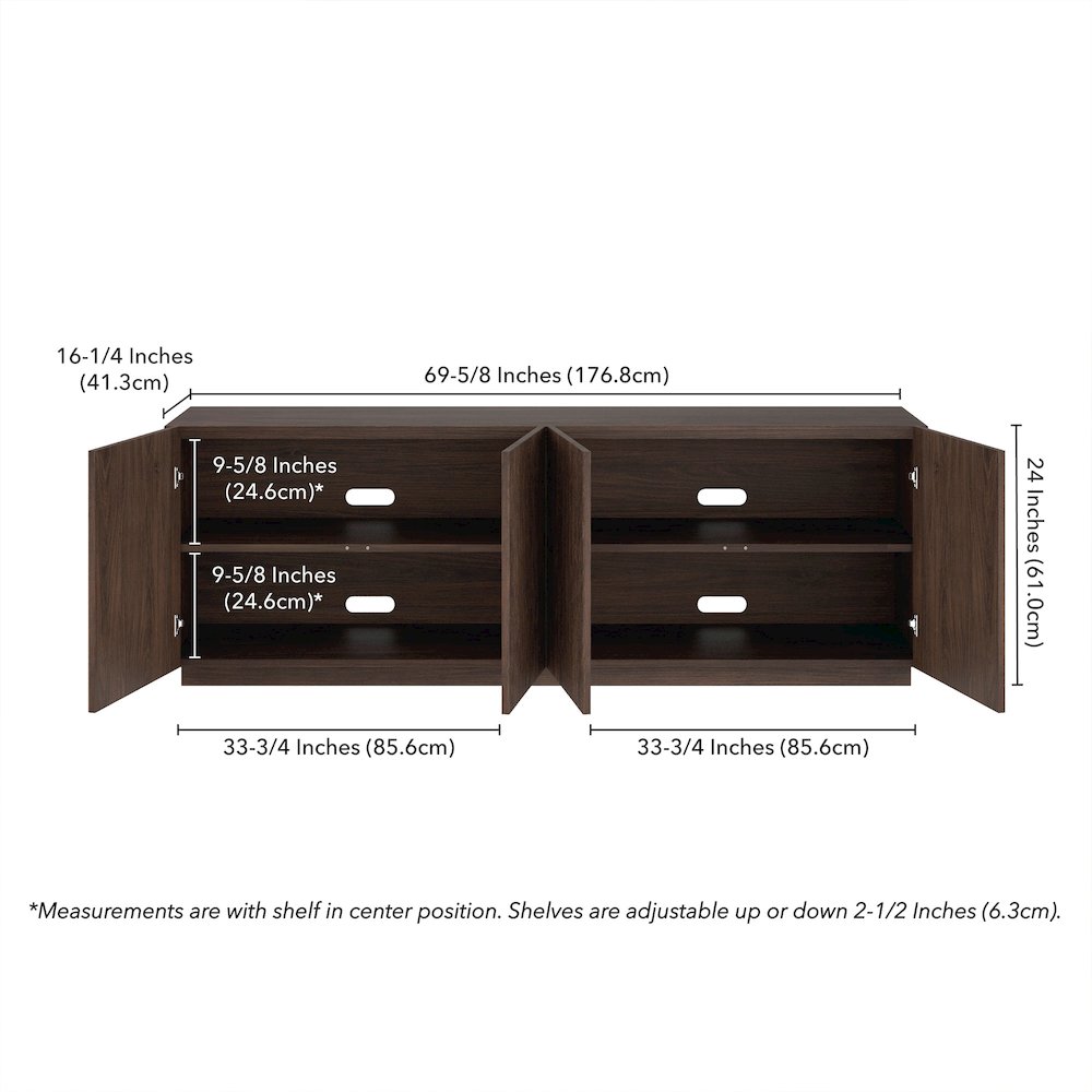 Halifax Rectangular TV Stand for TV's up to 75" in Alder Brown. Picture 3