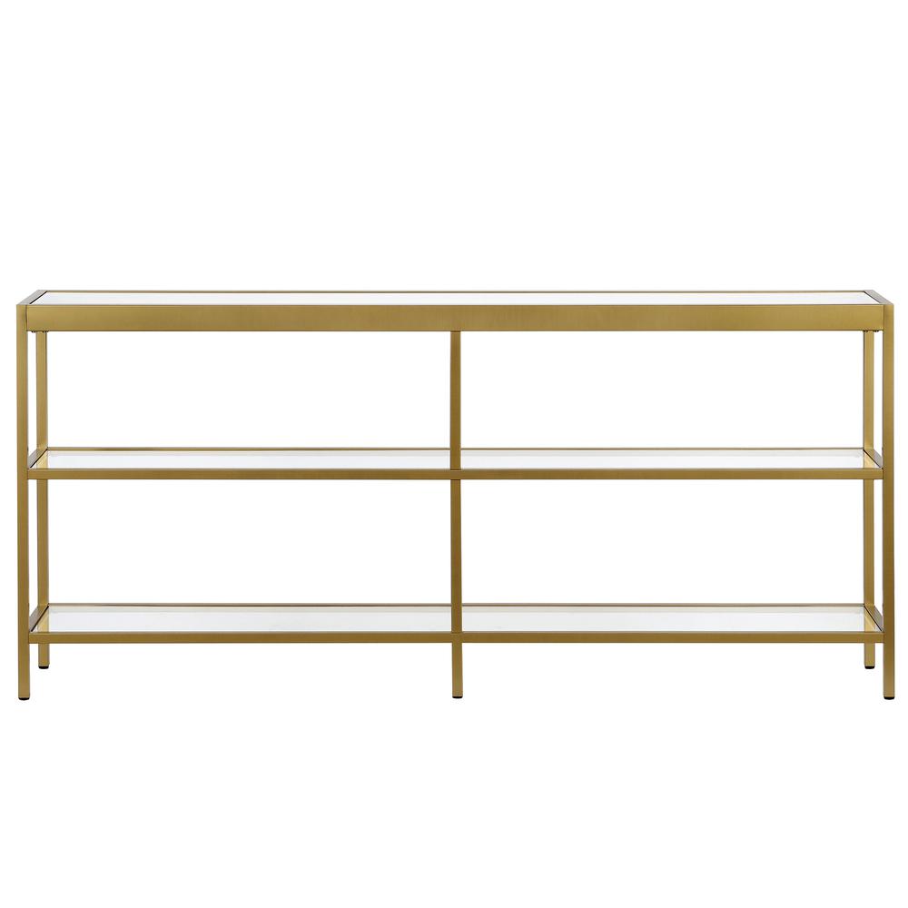 Alexis 64'' Wide Rectangular Console Table in Brass. Picture 3