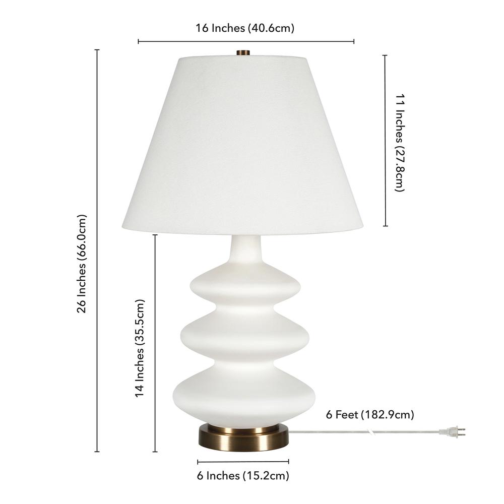 Carleta 26.5" Tall Triple Gourd Table Lamp with Fabric Shade in White/White. Picture 5