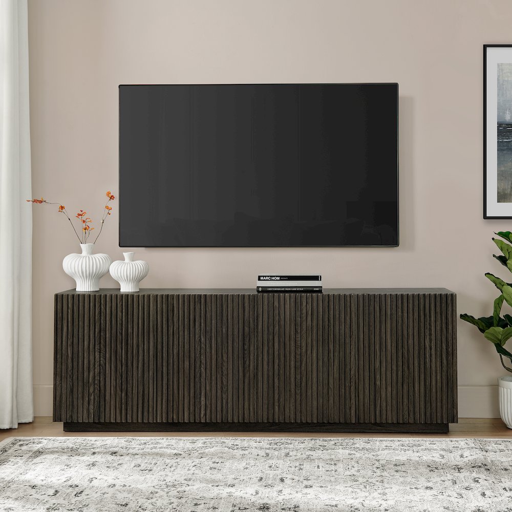 Tyler Rectangular TV Stand for TV's up to 78" in Alder Brown. Picture 4