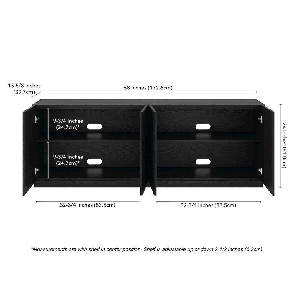 Marion Rectangular Fluted TV Stand for TV's up to 75" in Black Grain. Picture 5
