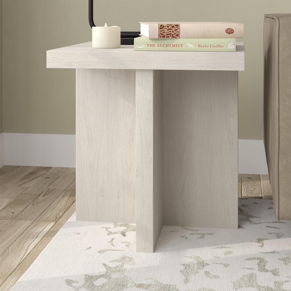 Elna 22" Wide Square Side Table in Alder White. Picture 4