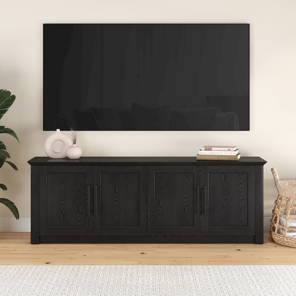 Thornwell Rectangular TV Stand for TV's up to 78" in Black Grain. Picture 3