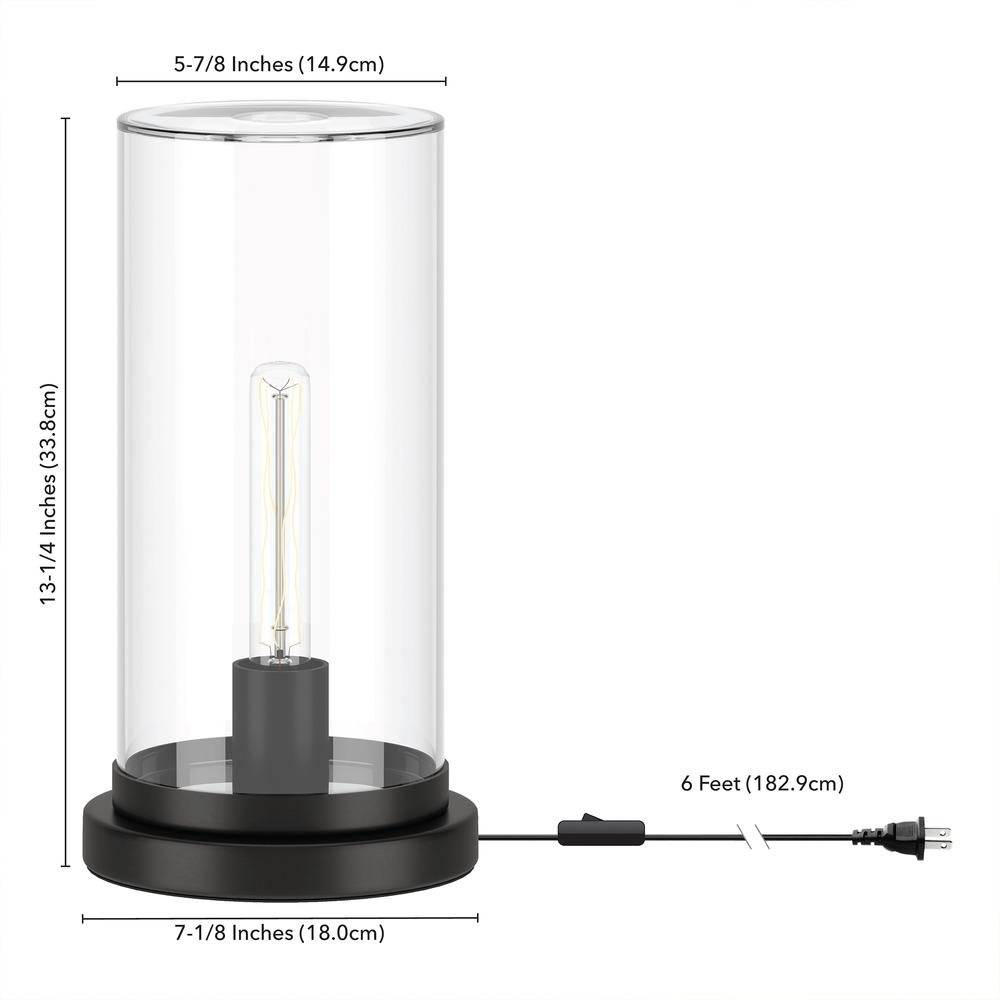Henn&Hart 13.25" Modern 1-Light Uplight Table Lamp with Clear Glass Cylinder. Picture 4