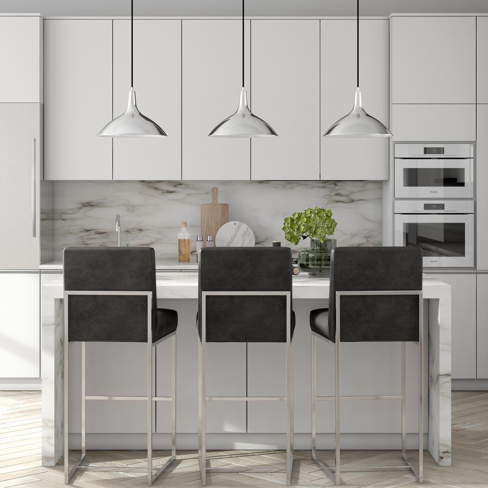 Barton 14" Wide Pendant with Metal Shade in Polished Nickel/Polished Nickel. Picture 4