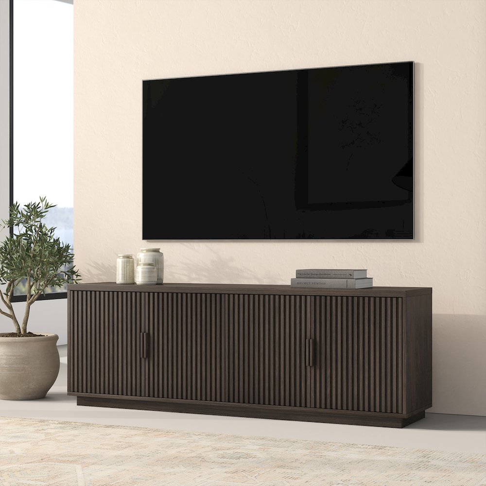 Mero Rectangular TV Stand for TV's up to 75" in Alder Brown. Picture 5