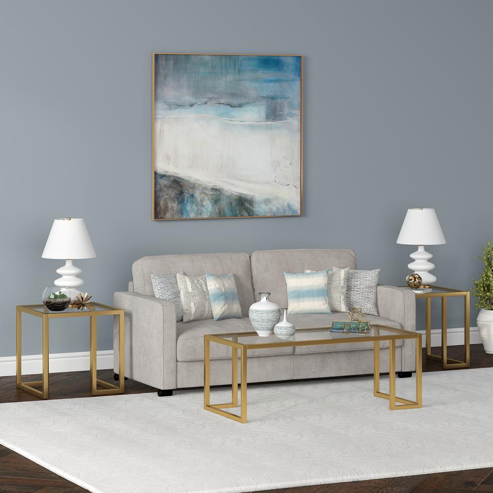 Oscar 45'' Wide Rectangular Coffee Table in Brass. Picture 4