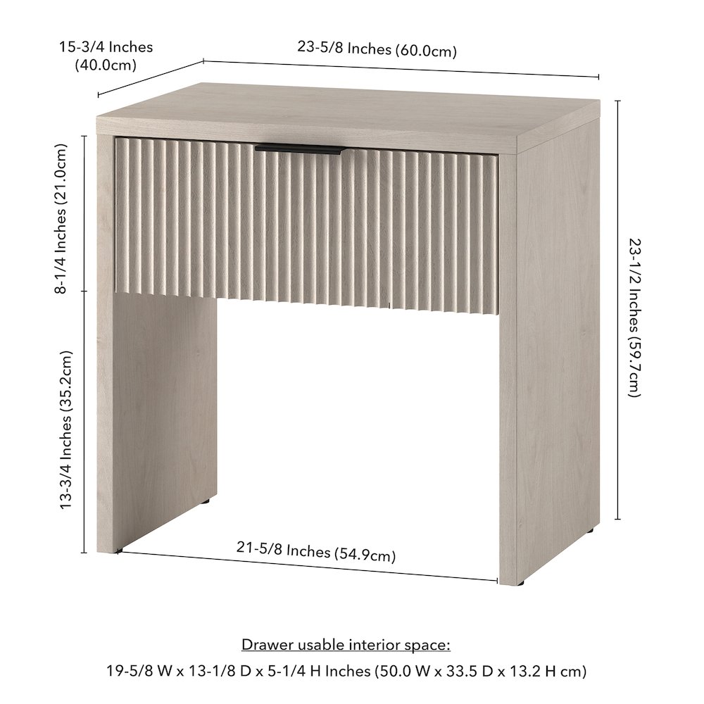Kenslow 24" Wide Rectangular Nightstand in Alder White. Picture 5