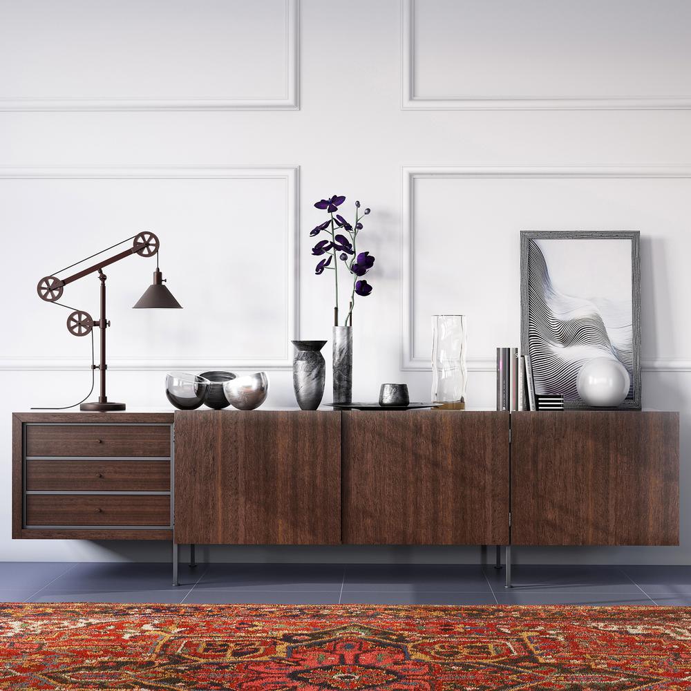 Descartes 29" Tall Pulley System Table Lamp with Metal Shade in Blackened Bronze/Blackened Bronze. Picture 4