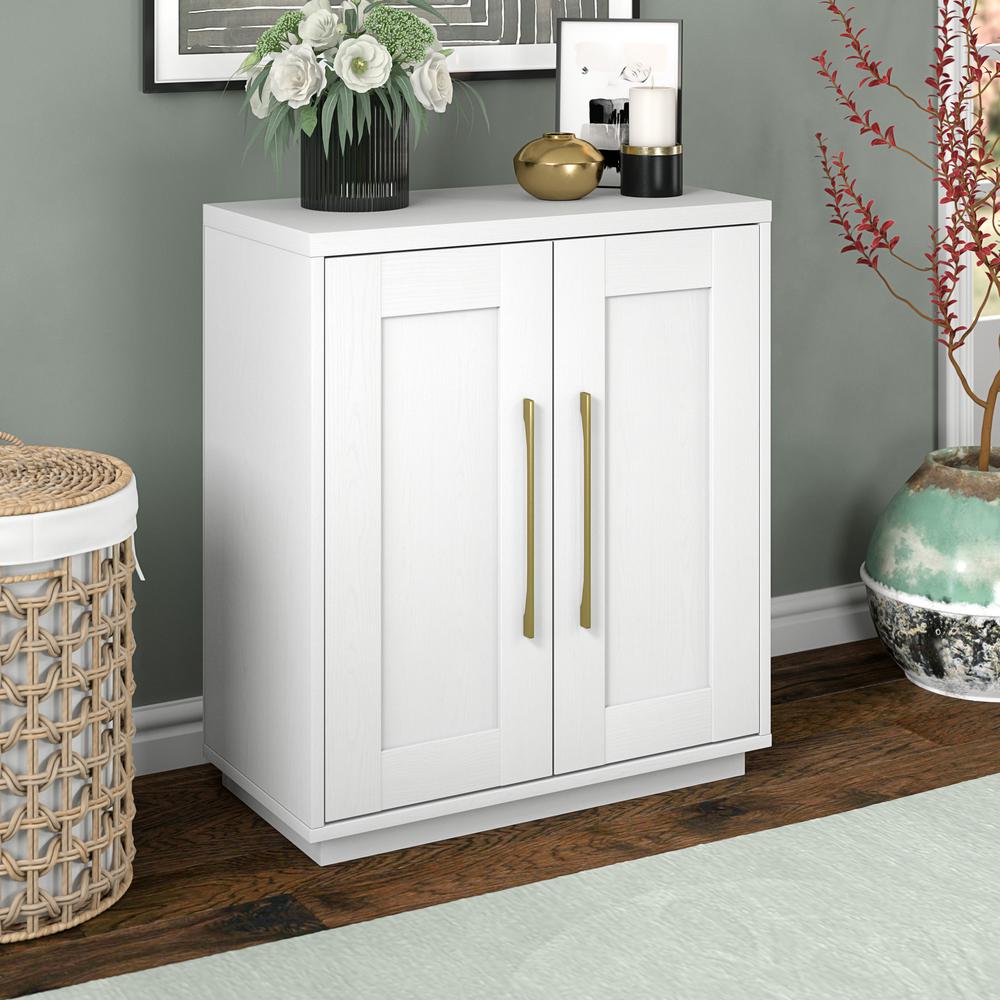 28" Accent Cabinet, Modern Sideboard Buffet Cabinet with 2 Panel Doors, White. Picture 3