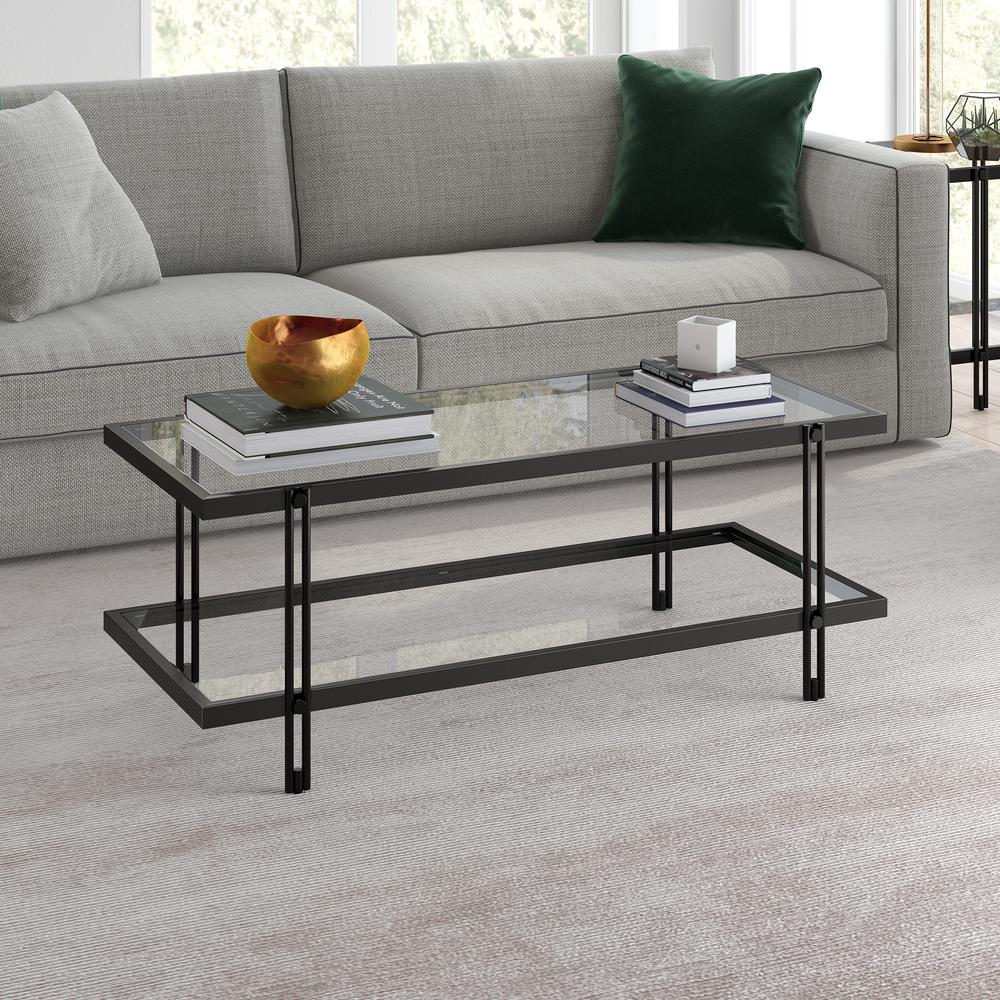 Inez 45'' Wide Rectangular Coffee Table in Blackened Bronze. Picture 3
