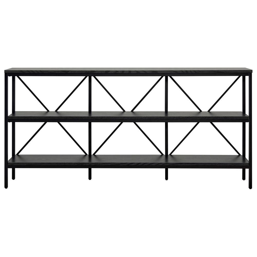 Kira 64" Wide Rectangular Console Table in Blackened Bronze/Black Grain. Picture 3
