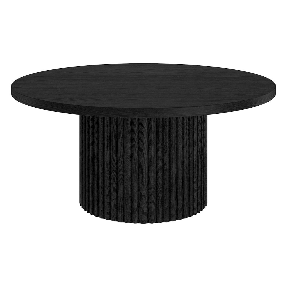 Rollan 32" Wide Round Coffee Table in Black Grain. Picture 2