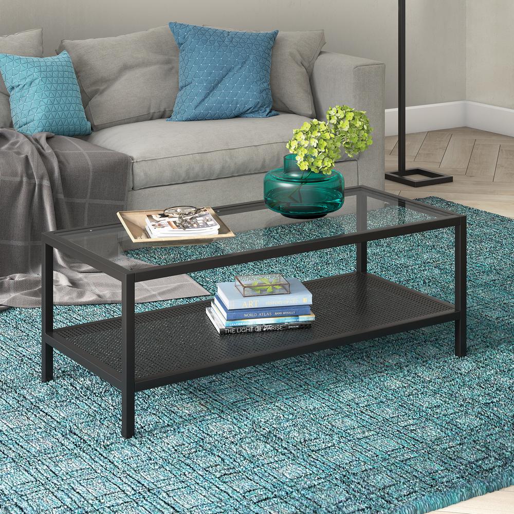 Rigan 45'' Wide Rectangular Coffee Table in Blackened Bronze. Picture 2