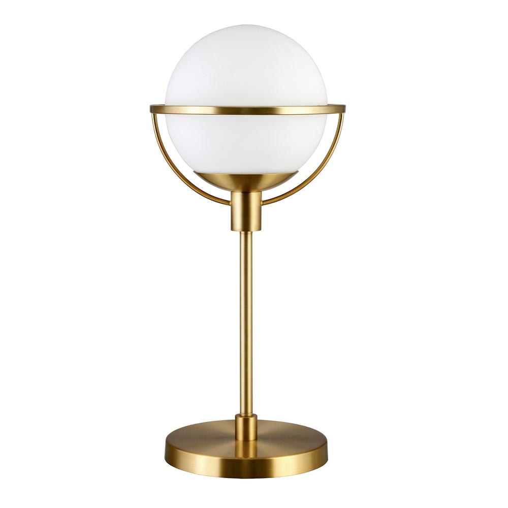 Cieonna 21" Tall Globe & Stem Table Lamp with Glass Shade in Brass/Clear. Picture 1