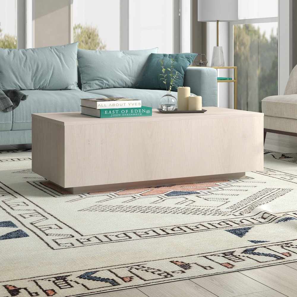 Paxton 48" Wide Rectangular Coffee Table in Alder White. Picture 3