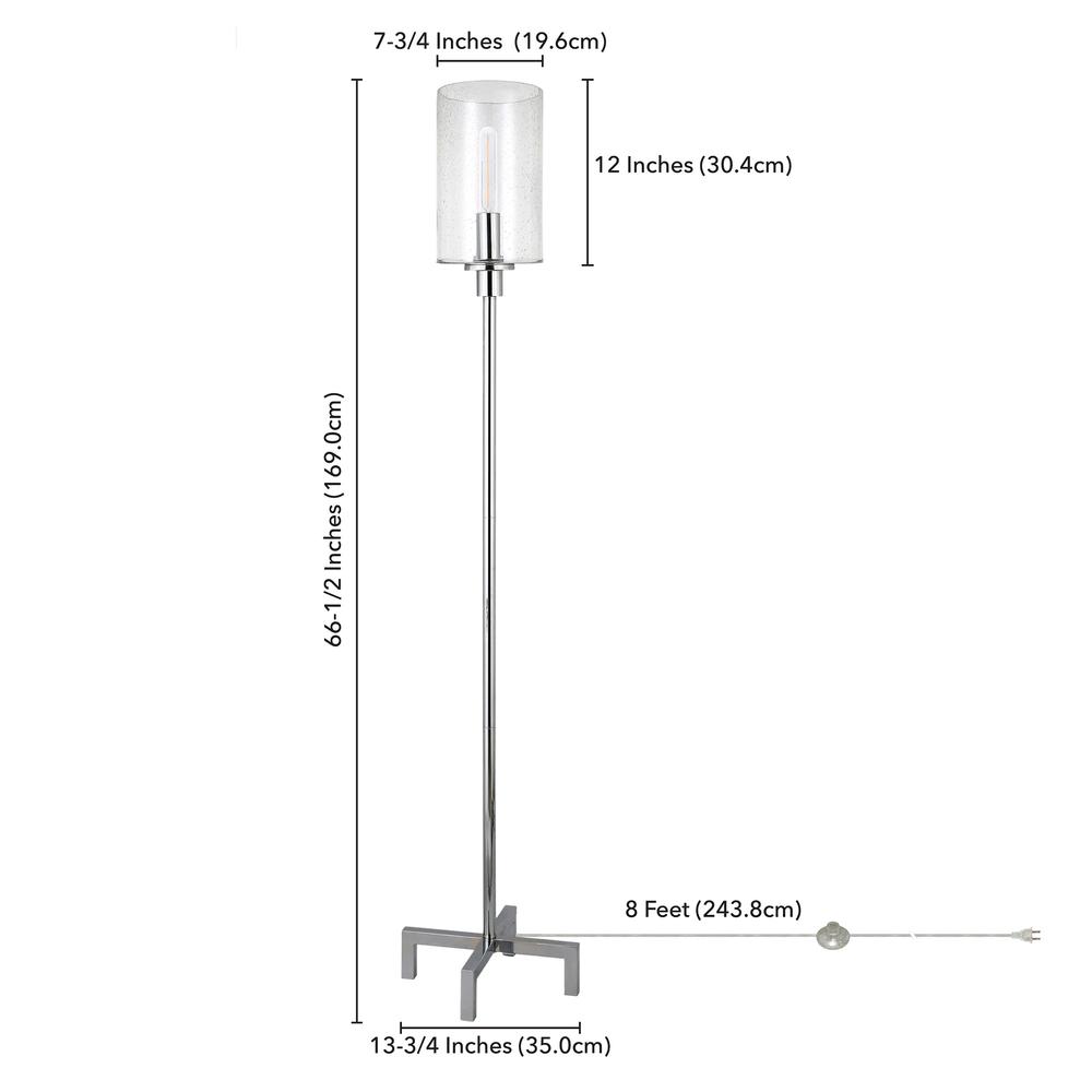 Panos 66.25" Tall Floor Lamp with Glass Shade in Polished Nickel/Clear. Picture 4
