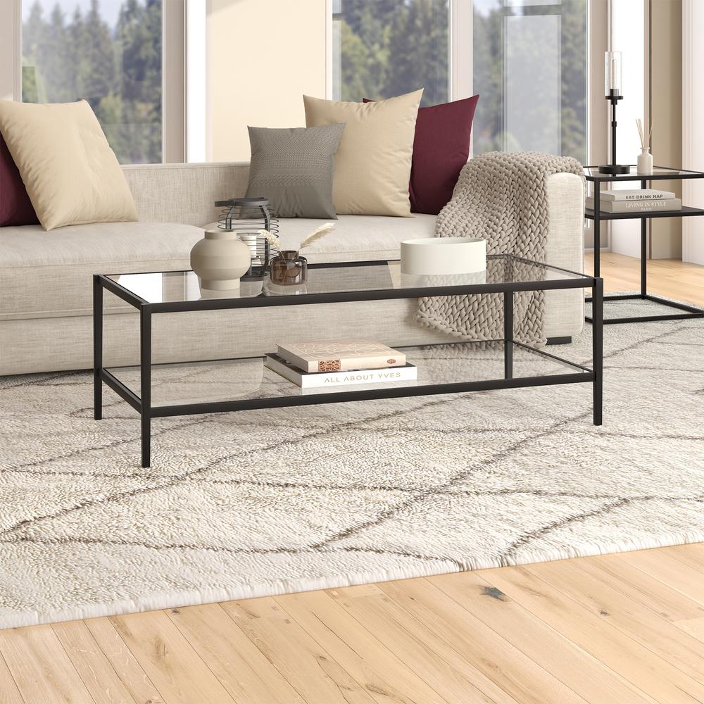 Hera 54'' Wide Rectangular Coffee Table in Blackened Bronze. Picture 2