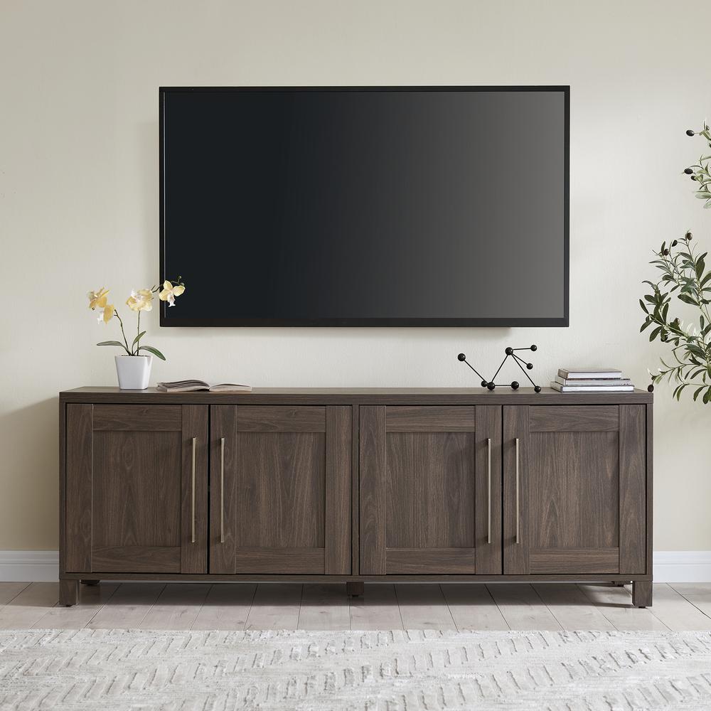 Chabot Rectangular TV Stand for TV's up to 80" in Alder Brown. Picture 4