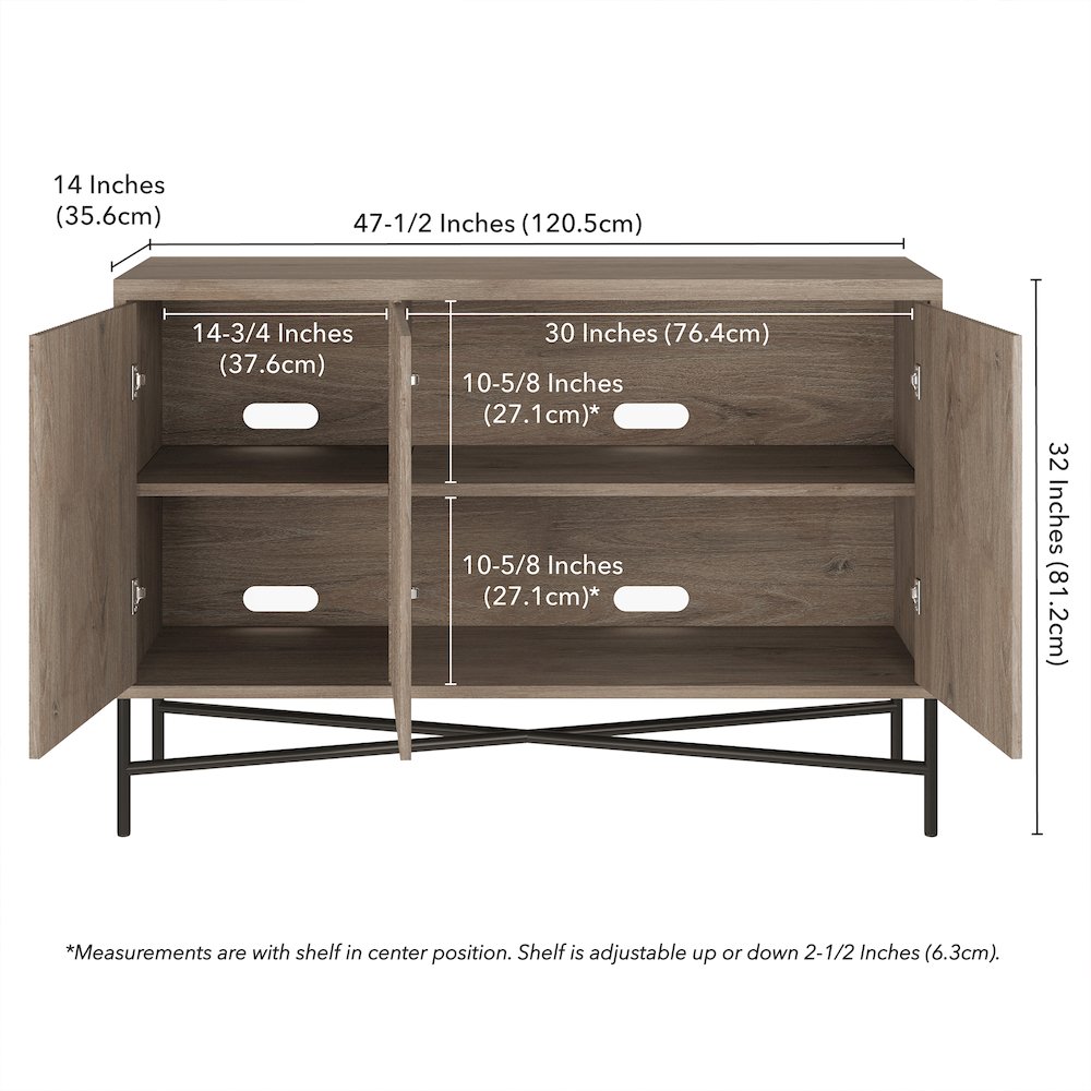 Brighton 48" Wide Rectangular Buffet Table in Antiqued Gray Oak. Picture 5