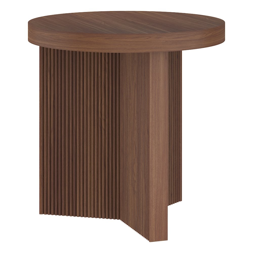 Henn&Hart 22'' Fluted Scandinavian Round End Table Ribbed Side Table, Nightstand. Picture 1