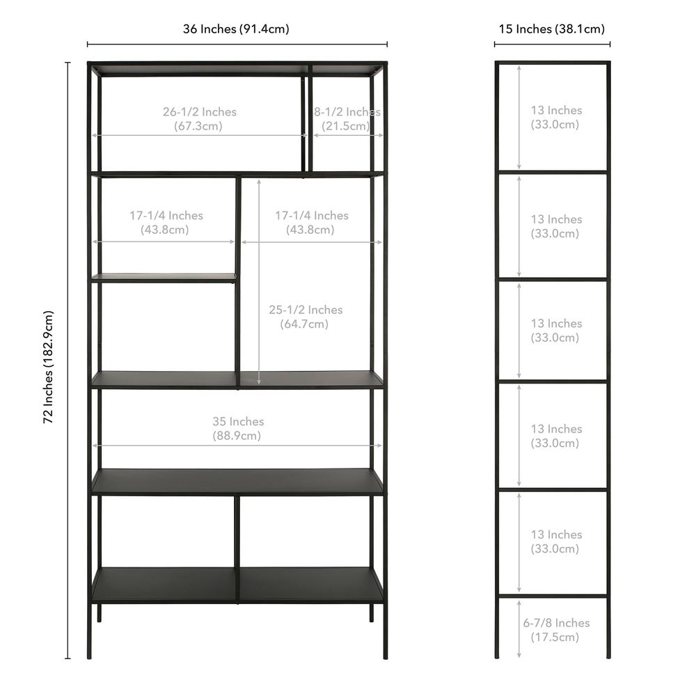 Winthrop 72'' Tall Rectangular Bookcase in Blackened Bronze. Picture 5