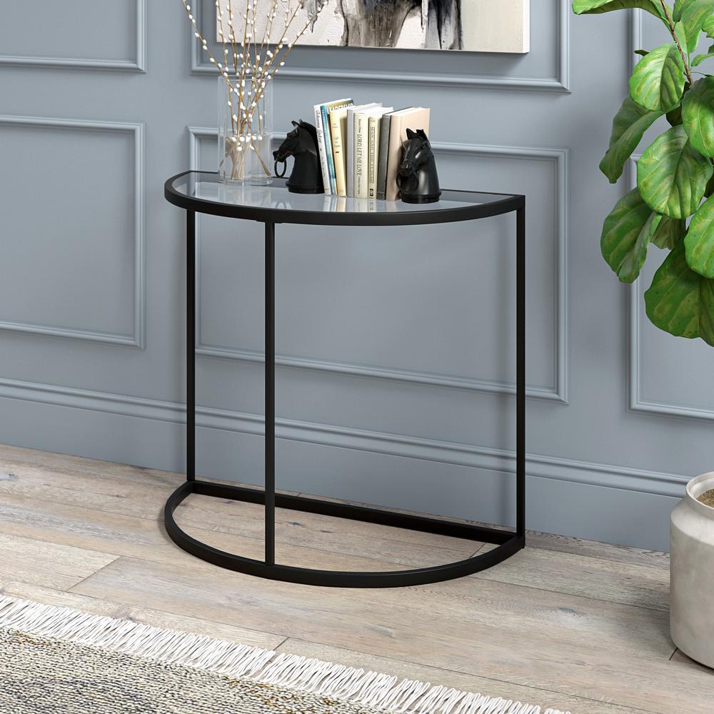 Verlaine 32" Wide Demilune Console Table in Blackened Bronze. Picture 2