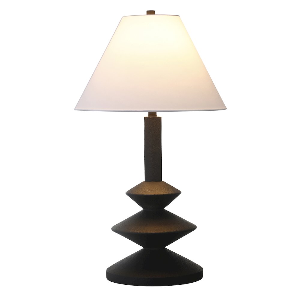 Abilene 28" Tall Triple Gourd Lamp with Fabric Shade in Matte Black/White. Picture 2