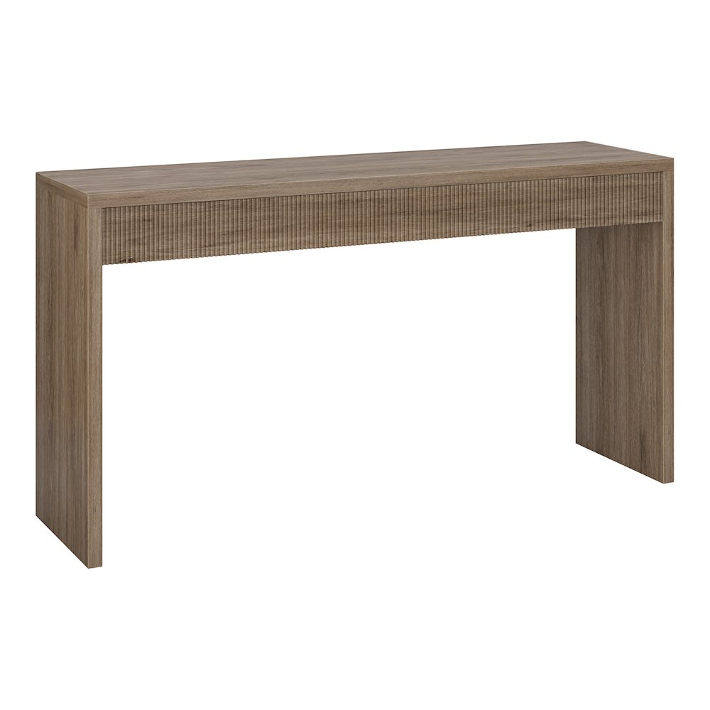 Lawrence 55" Wide Rectangular Console Table in Antiqued Gray Oak. Picture 1
