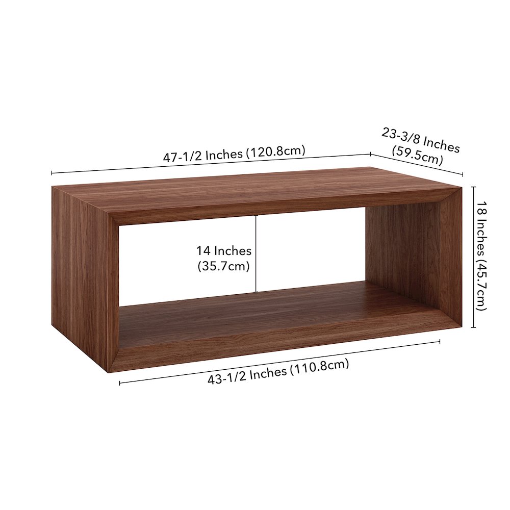 Osmond 48" Wide Rectangular Coffee Table in Satin Walnut. Picture 5