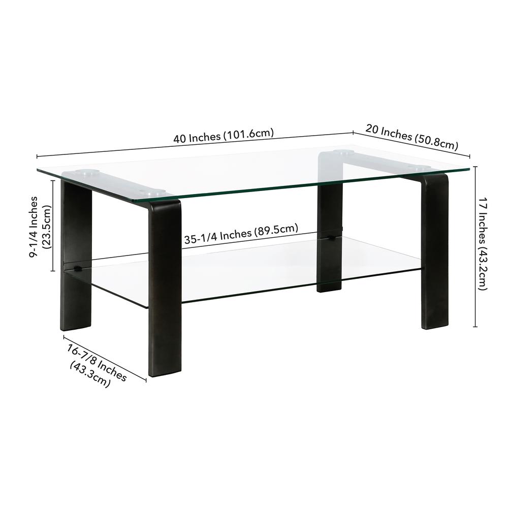 Asta 40'' Wide Rectangular Coffee Table in Blackened Bronze. Picture 5