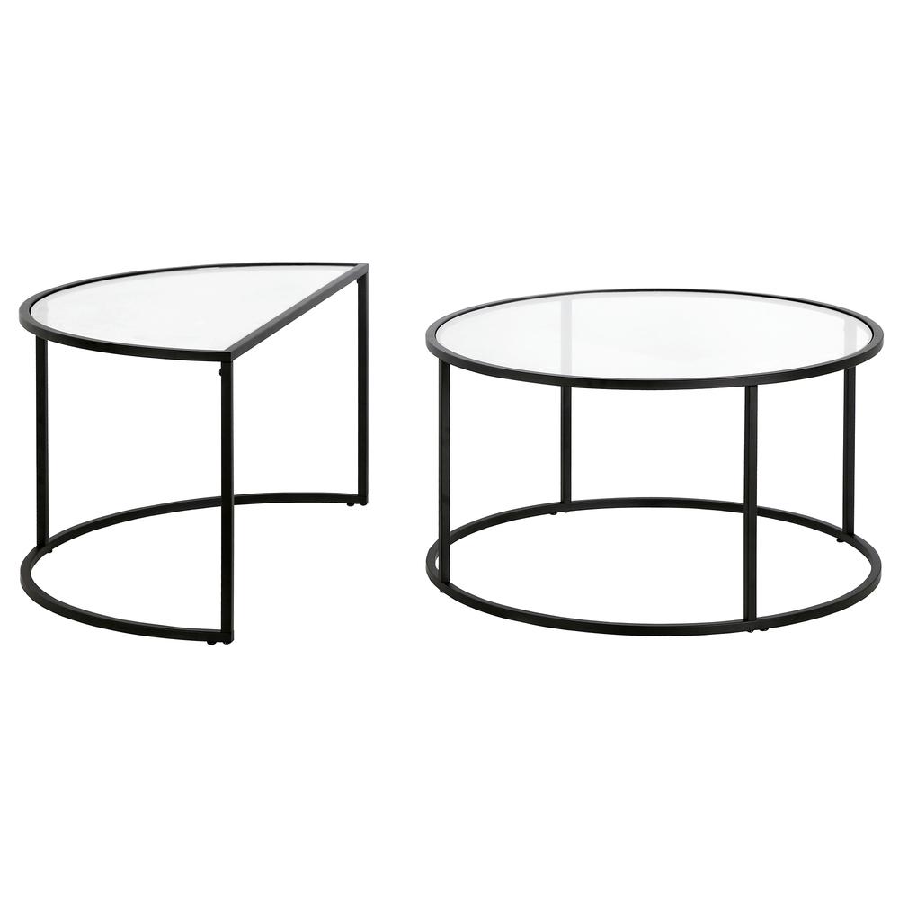Luna Round & Demilune Nested Coffee Table in Blackened Bronze. Picture 3