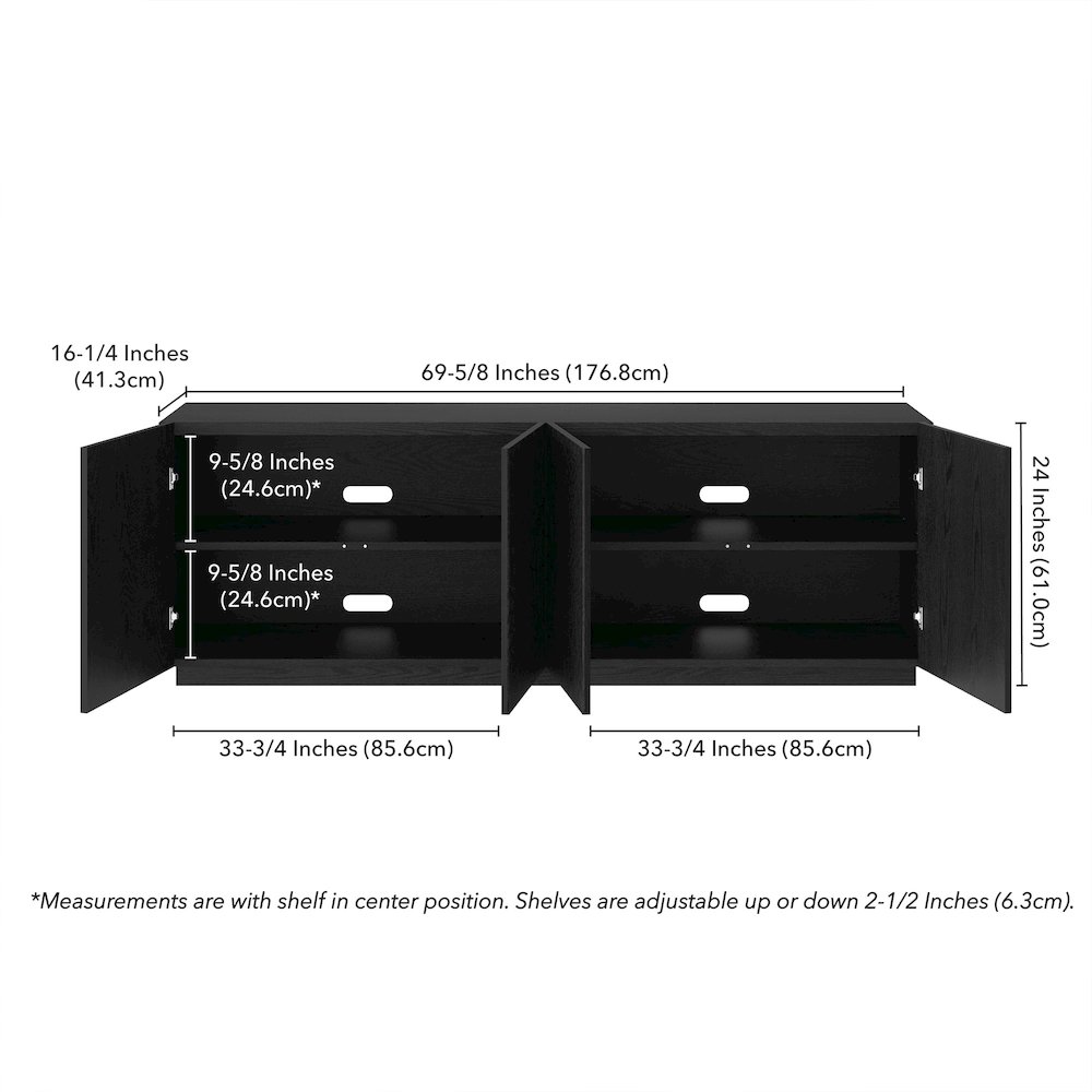 Halifax Rectangular TV Stand for TV's up to 75" in Black Grain. Picture 3