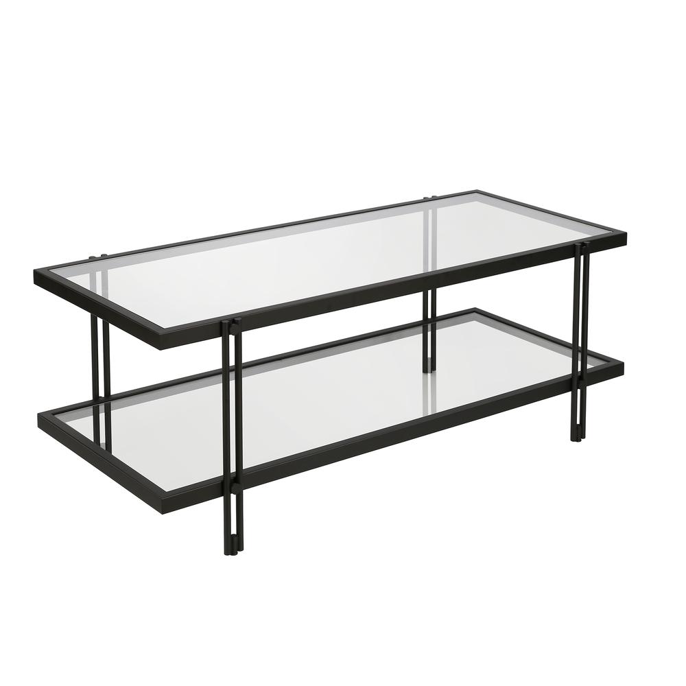 Inez 45'' Wide Rectangular Coffee Table in Blackened Bronze. Picture 1