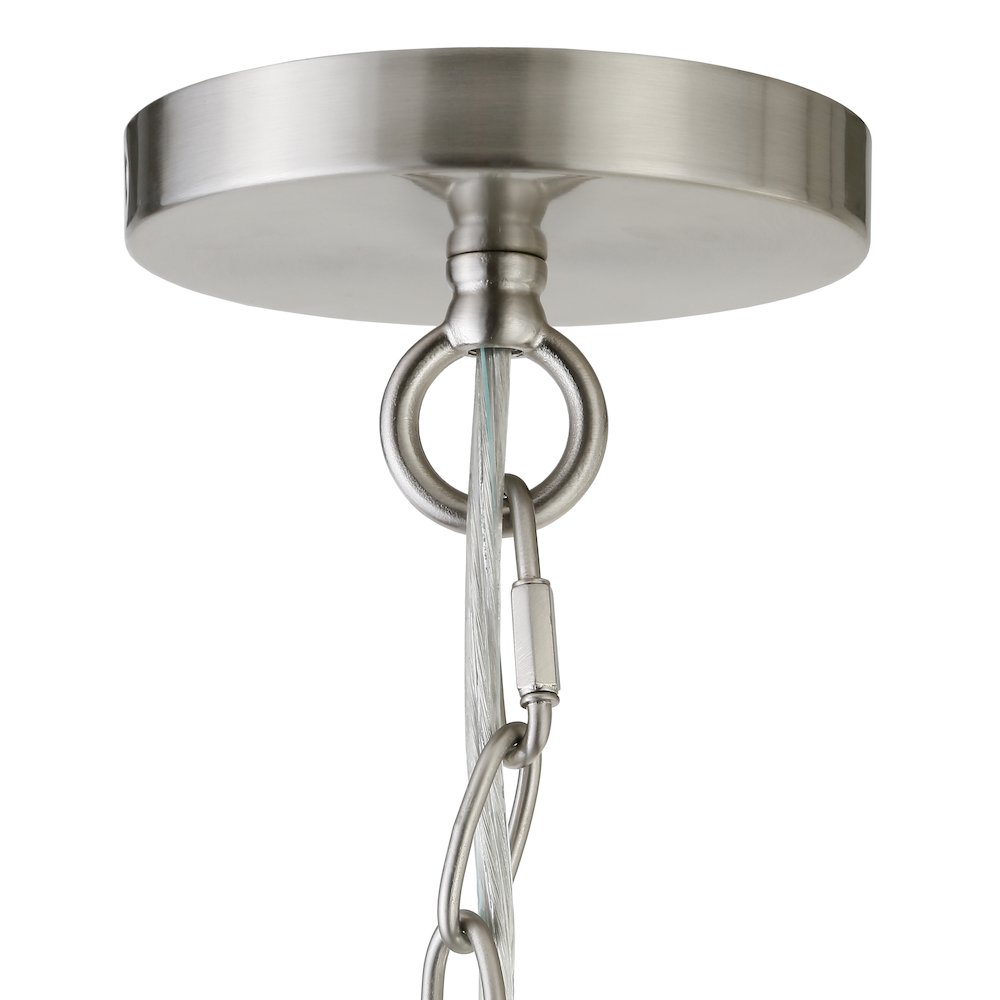 11" Mid-Century Light Fixture, Seeded Glass Shade, 6' Cord, Brushed Silver. Picture 8