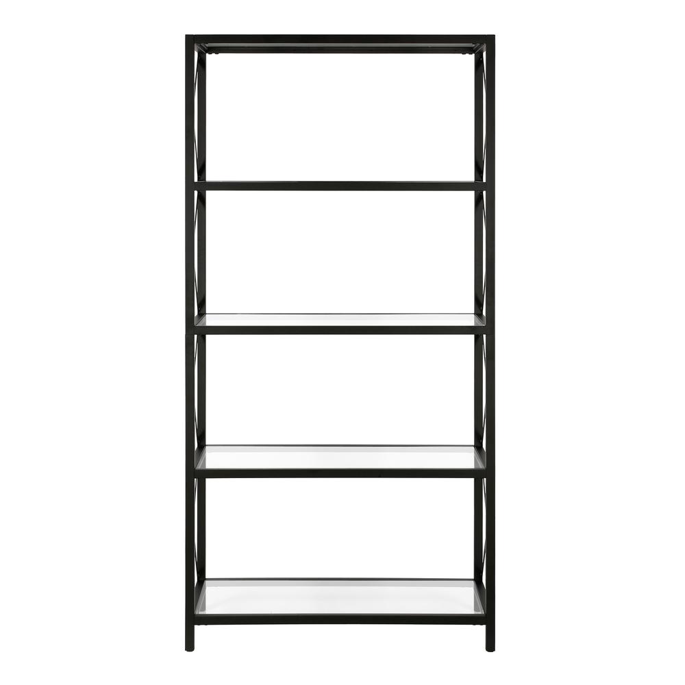 Celine 30'' Wide Rectangular Bookcase in Blackened Bronze. Picture 3