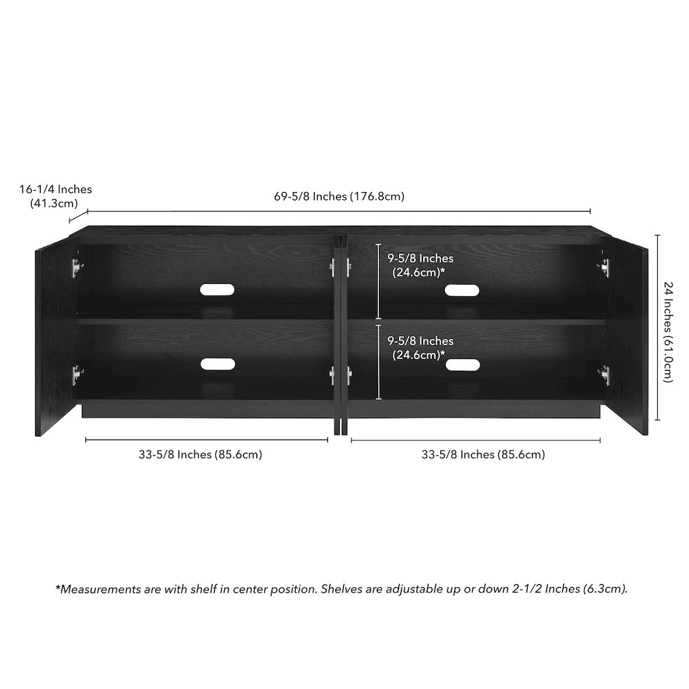Tyler Rectangular TV Stand for TV's up to 78" in Black Grain. Picture 3