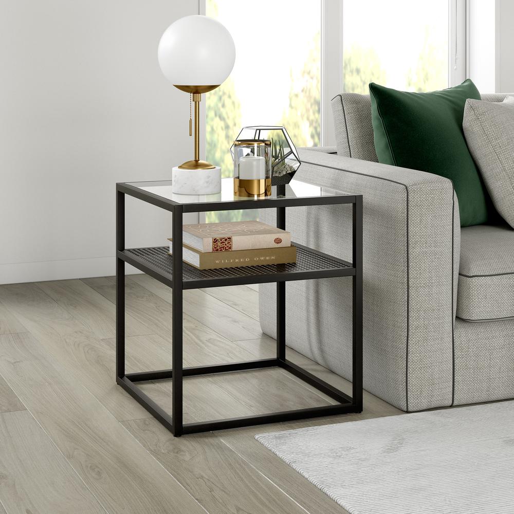 Nellie 20'' Wide Square Side Table in Blackened Bronze. Picture 2