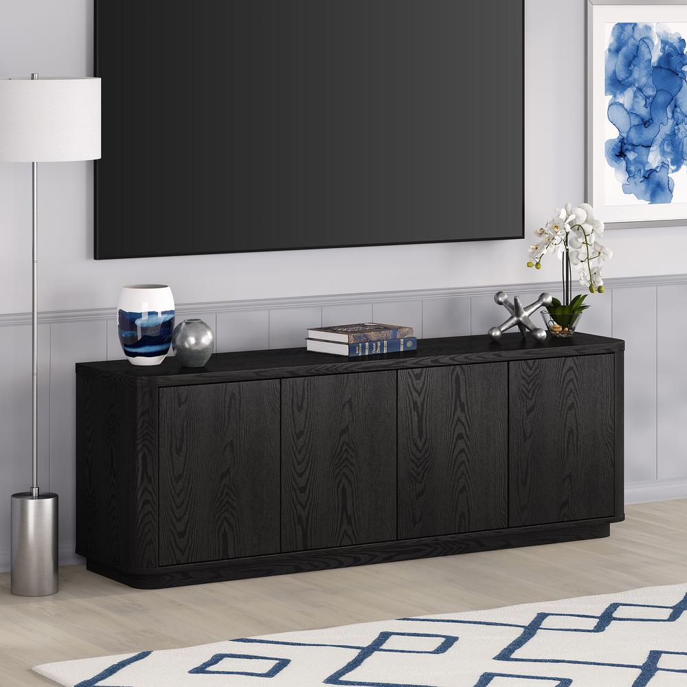 Plympton Rectangular TV Stand for TV's up to 75" in Black Grain. Picture 4
