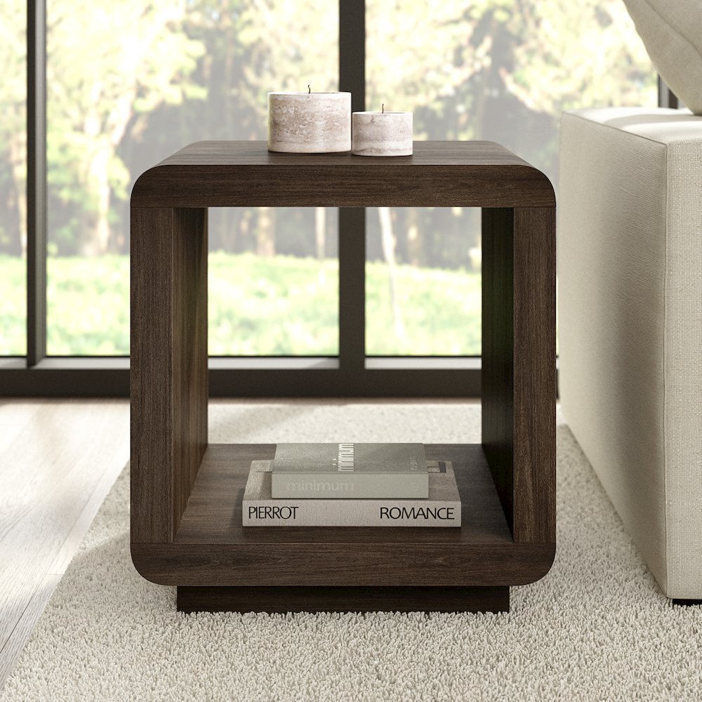 Henn&Hart 20" Modern Square End Table, Side Table, Nightstand with Plinth Base. Picture 4