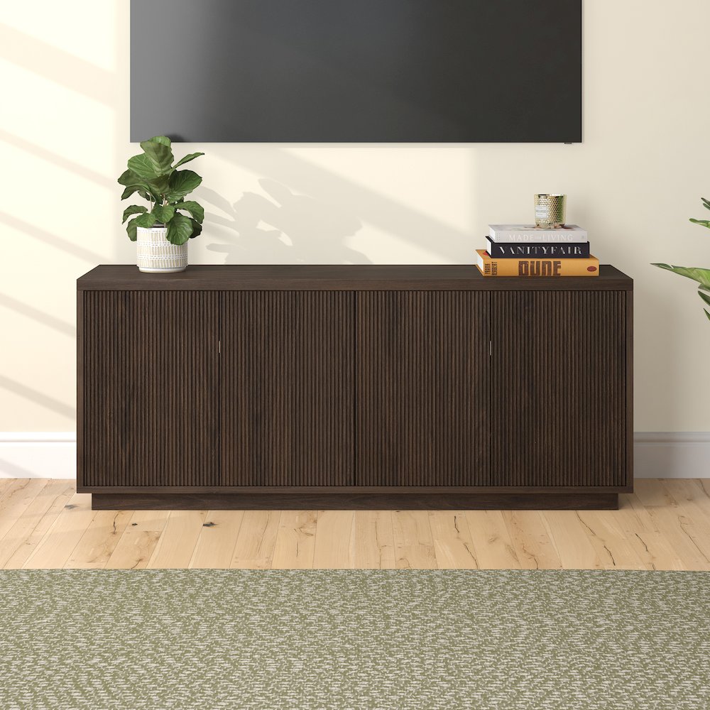 Hanson Rectangular TV Stand for TV's up to 65" in Alder Brown. Picture 3