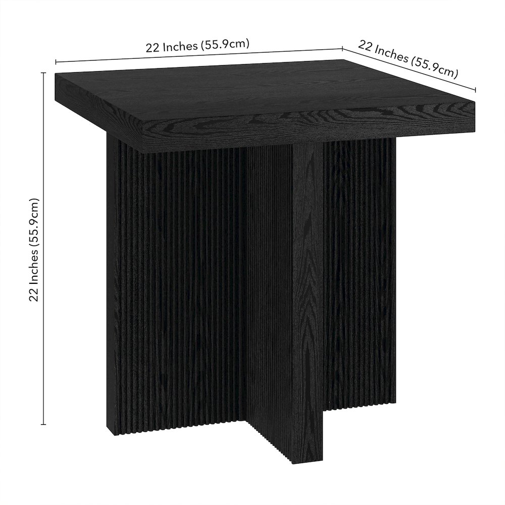 Boden 22" Wide Square Side Table in Black Grain. Picture 5