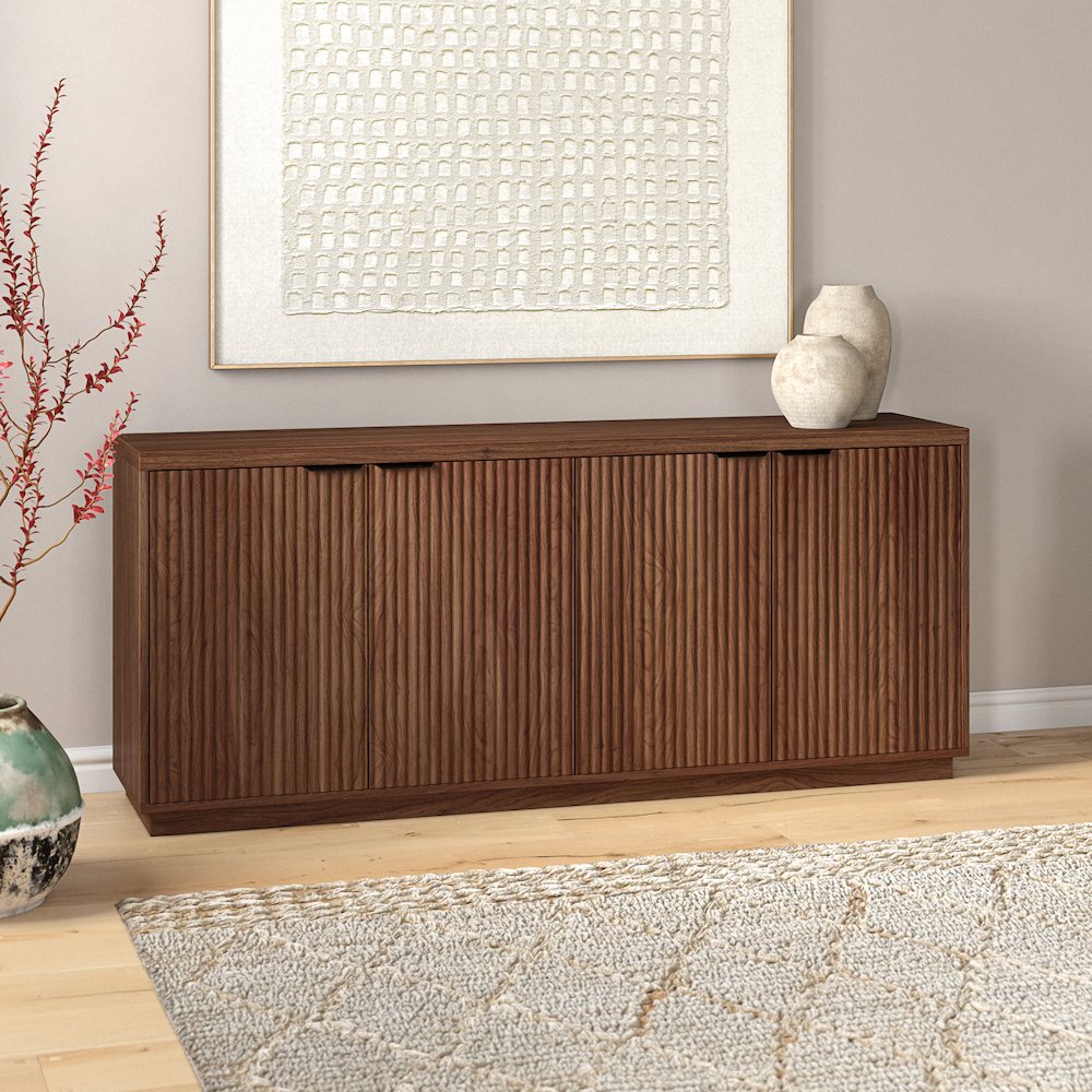 Mansfield 68" Wide Rectangular Buffet Table in Satin Walnut. Picture 4