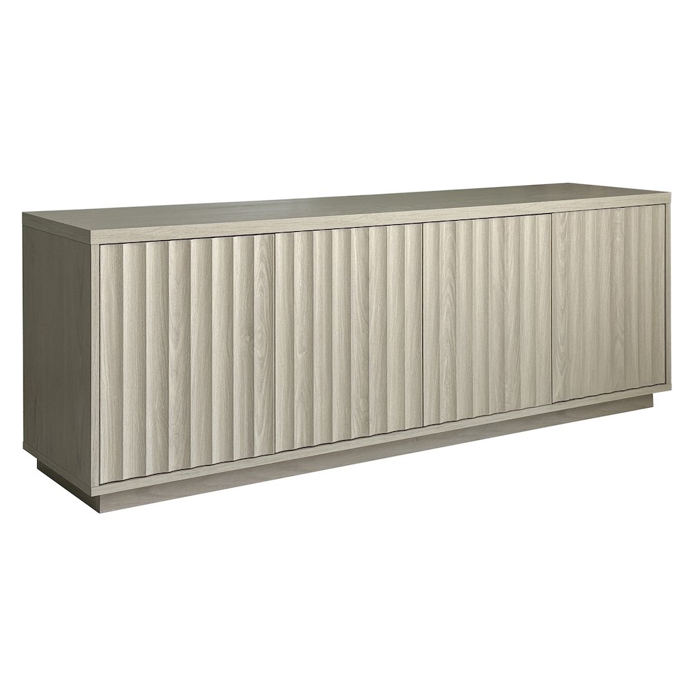 Bourne Rectangular Fluted TV Stand for TV's up to 75" in Alder White. Picture 1