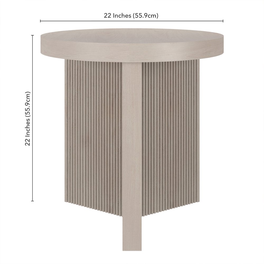Holm 22" Wide Round Side Table in Alder White. Picture 5