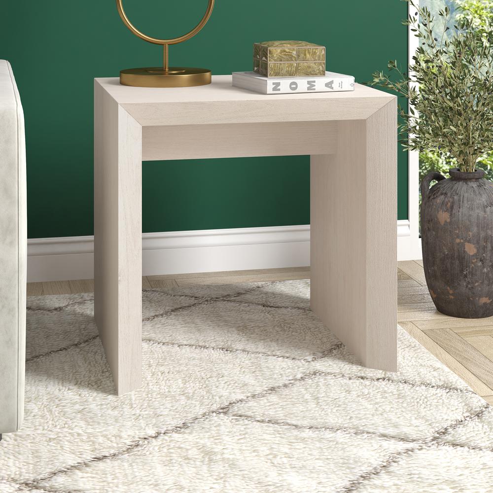 Oswin 22" Wide Rectangular Side Table in Alder White. Picture 3