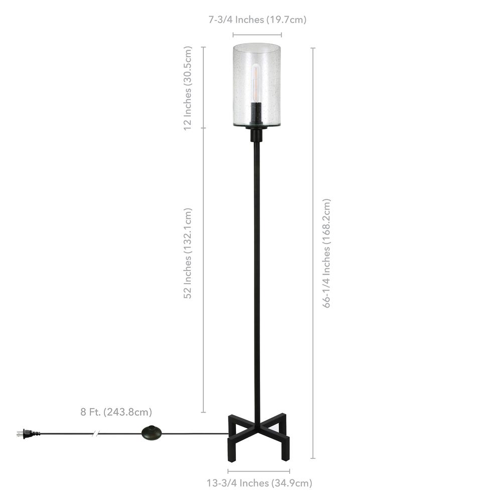 Panos 66.25" Tall Floor Lamp with Glass Shade in Blackened Bronze/Seeded. Picture 4